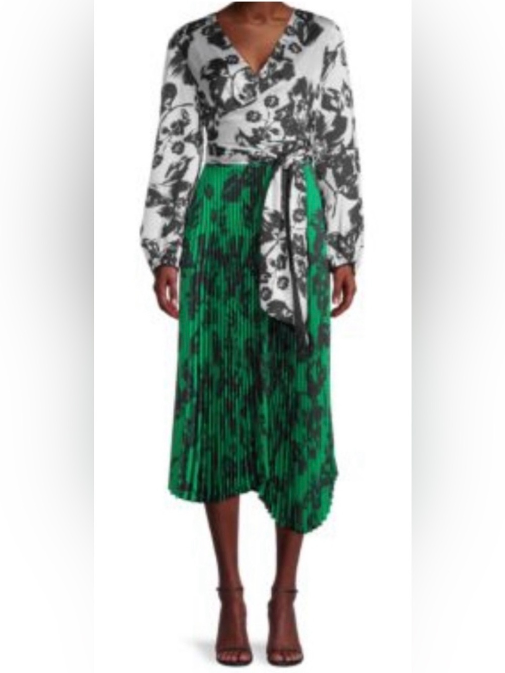 DELFI Collective Camille Emerald Botanical Pleated Midi Dress Revolve M/L